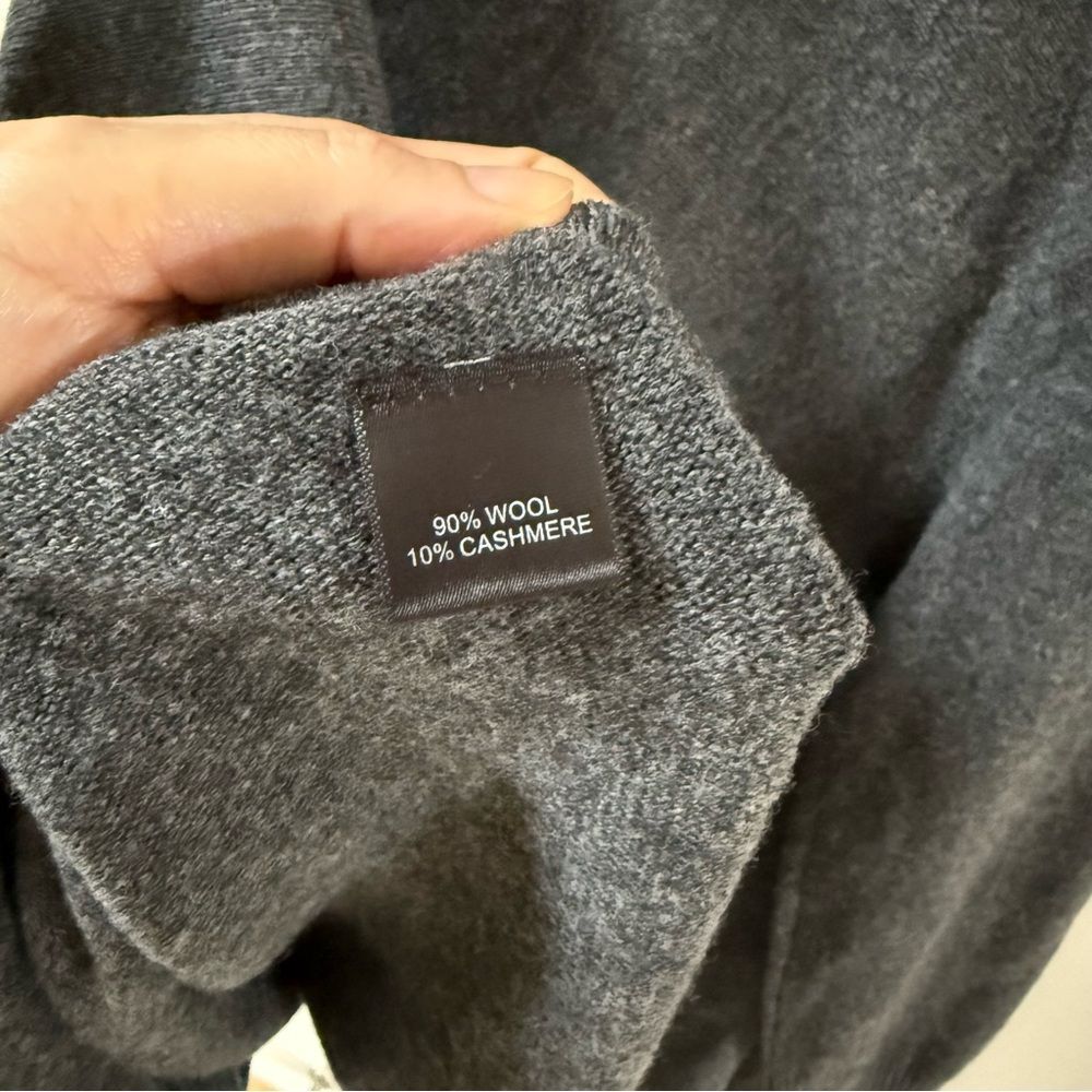 Ainsley Open Cashmere & Wool Long Line Cardigan in Charcoal Gray XL - Picture 7 of 9